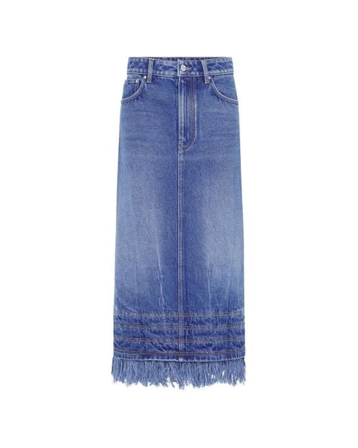 Rabanne Blue Fringe-Detail Midi Skirt