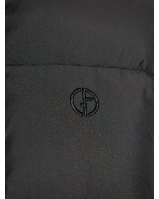 Giorgio Armani Gray Logo-Embroidered Quilted Jacket for men