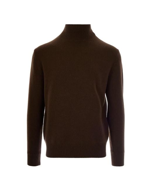 Paolo Pecora Brown High-Neck Ribbed-Trim Sweater for men