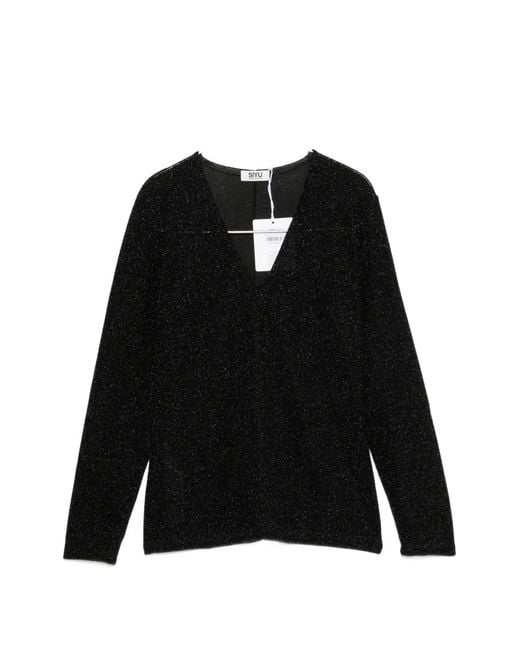 Siyu Black V-Neck Long-Sleeve T-Shirt