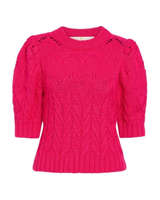 Marie Oliver Pink Vayda Puff-Sleeves Sweater
