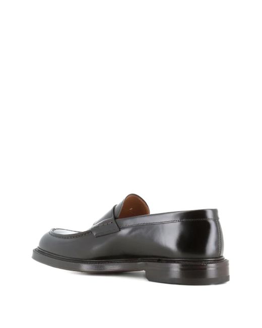 Green George Gray Penny Leather Loafers for men