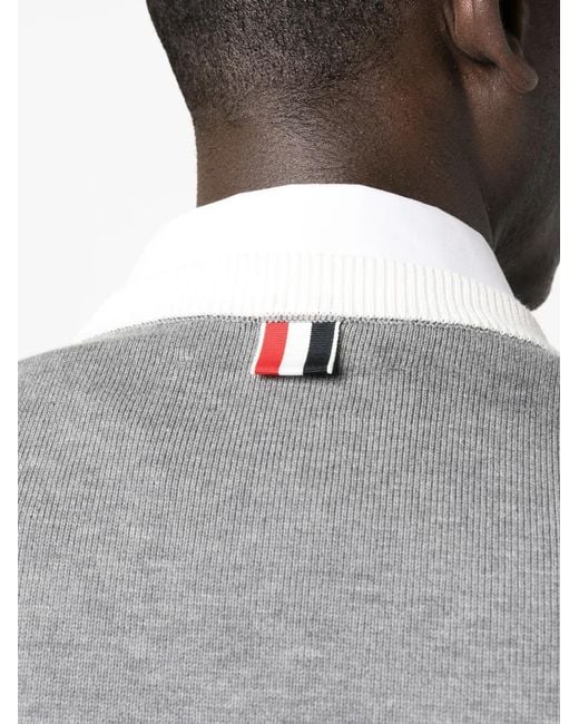 Thom Browne Gray 4-Bar Cable-Knit Sweatshirt for men