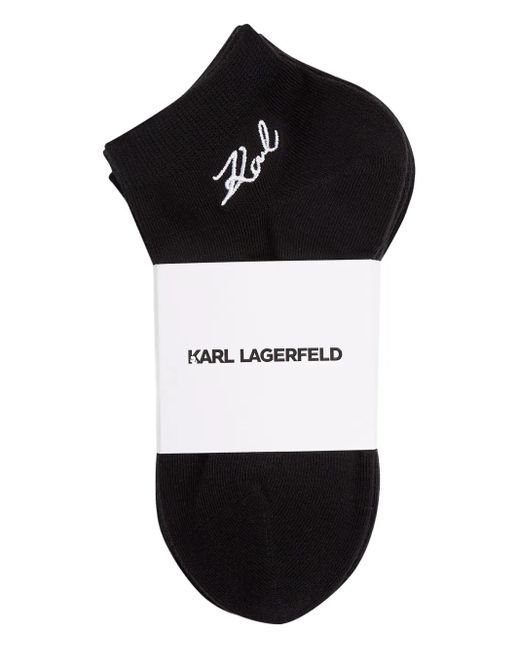 Karl Lagerfeld Black Socken mit Logo-Stickerei (2er-Set)