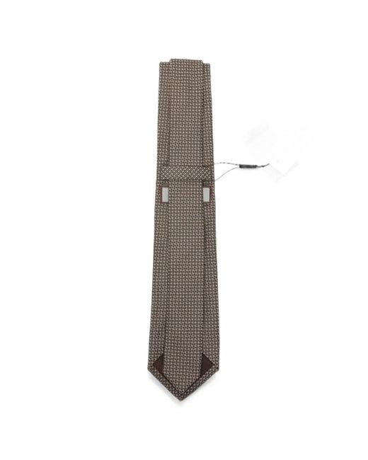 Canali White Geometric-Pattern Tie for men