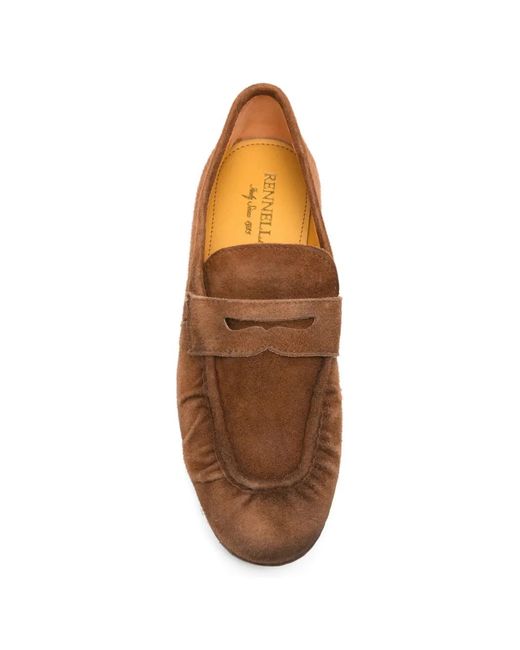 F.LLI RENNELLA Brown Suede Penny Loafers for men
