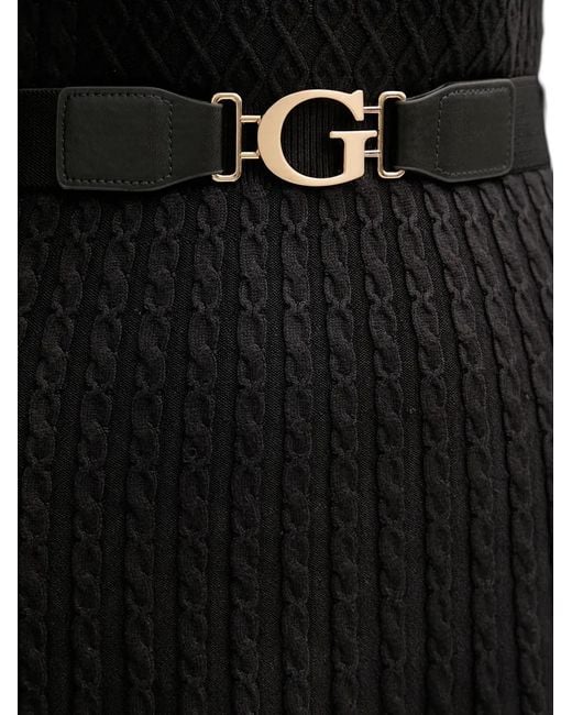 Guess Black Textured Belted Mini Dress