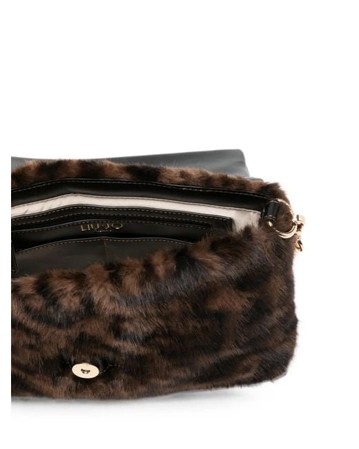 Liu Jo Blue Faux-Fur Shoulder Bag