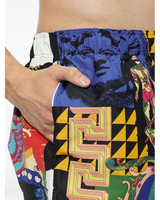 Versace Blue Printed Boardshorts for men