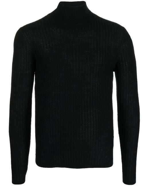 Ballantyne Black Ribbed-Knit Roll Neck Sweater for men