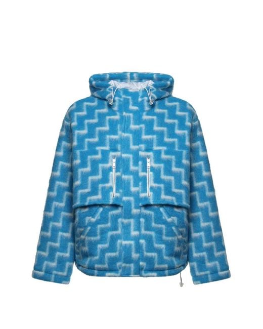 Bonsai Blue Geometric-Pattern Jacket for men