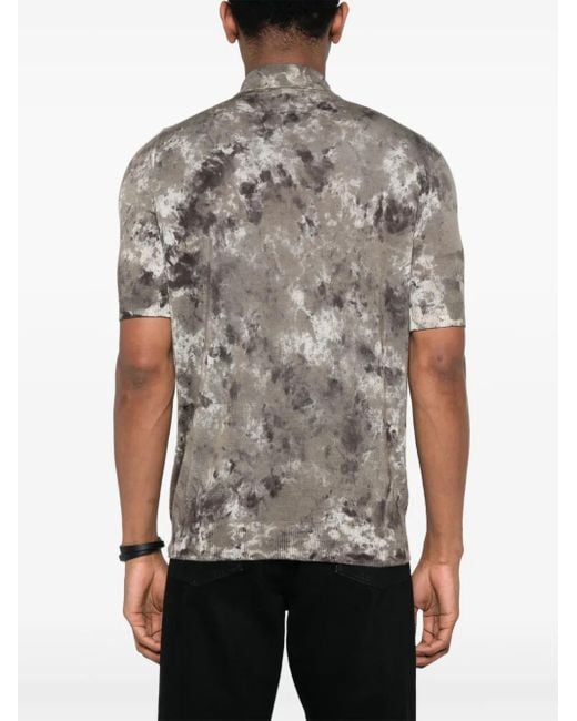 Avant Toi Geribbeld Poloshirt Met Abstracte Print in het Gray voor heren