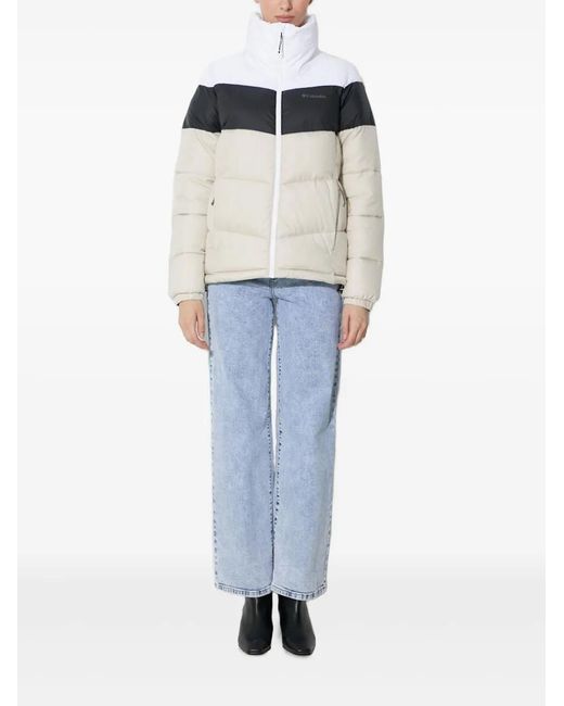Columbia White Colour-Block Puffer Jacket