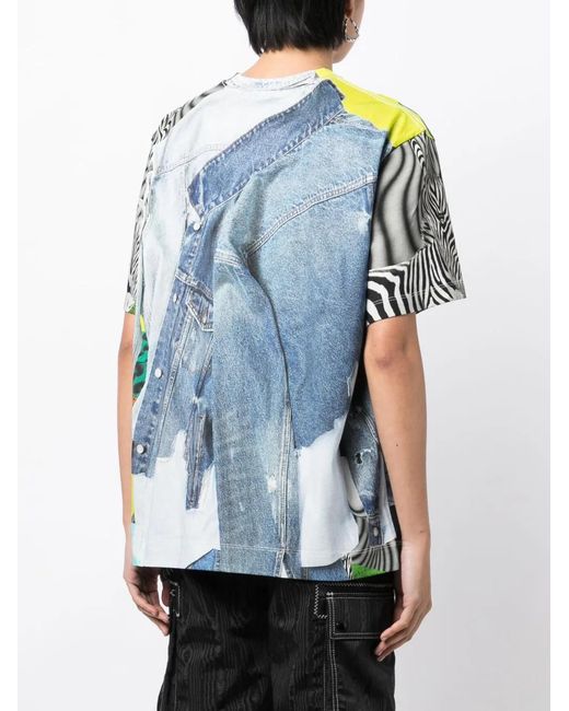 JNBY Blue Graphic-Print Cotton T-Shirt