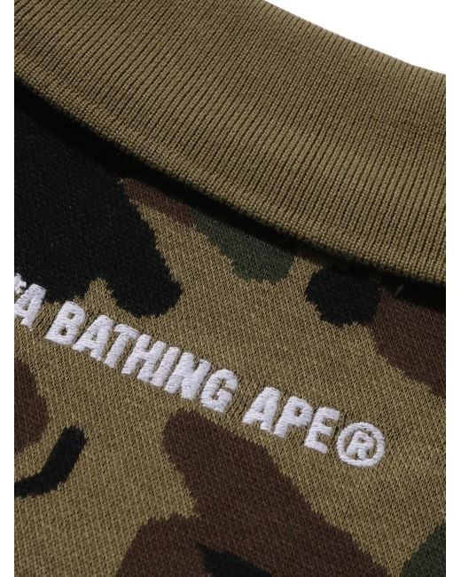 Polo Con Stampa Camouflage di A Bathing Ape in Green da Uomo