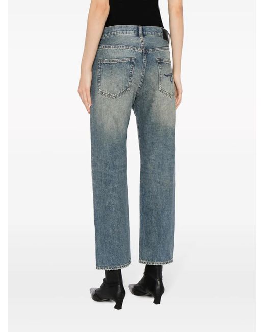 R13 Blue Cropped Wide-Leg Jeans