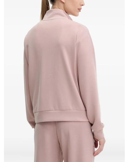 EA7 Pink Long-Detail Zip-Up Sweatshirt