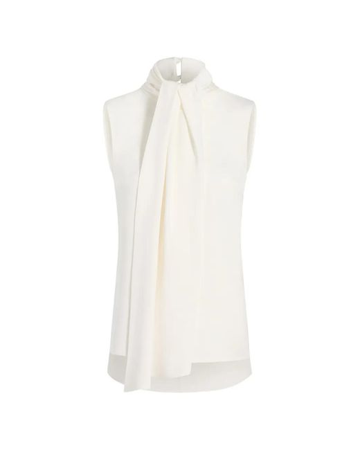 Adam Lippes White Swayze Scarf-Neck Top