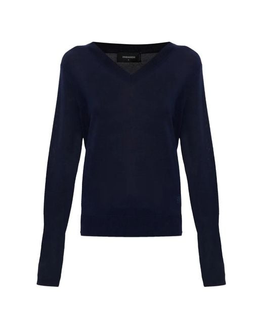 DSquared² Blue D2 Upside-Down V-Neck Pullover