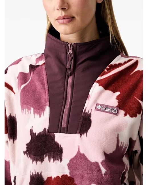 Columbia Red Floral-Print Quarter-Zip Pullover