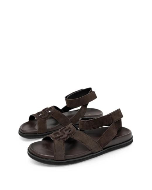 Boss Black Logo-Patch Touch-Strap Sandals