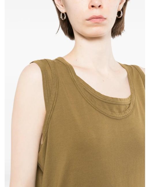 Marina Yee Green Layered-Neck Tank Top