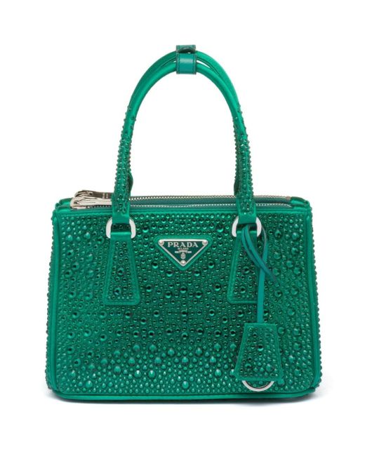 Prada Galleria Satin Minibag With Crystals in Green Lyst