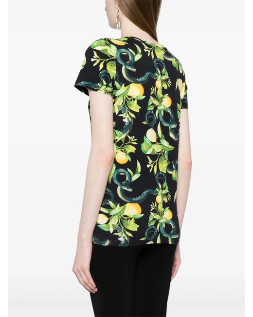 Roberto Cavalli Green Lemon-Print Short-Sleeve T-Shirt