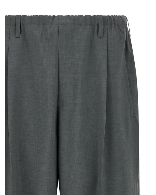 Magliano Gray Pleated-Front Turn-Up Trousers for men