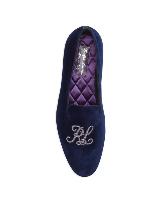 Ralph Lauren Blue Alonzo Bullion-Embroidered Velvet Loafers for men