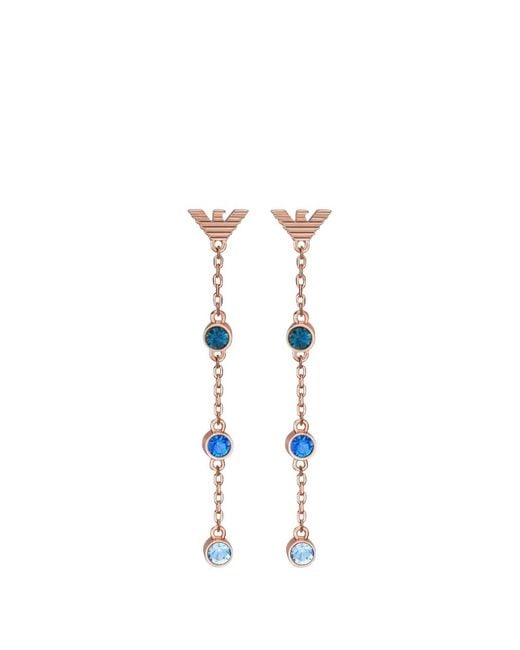 Emporio Armani White Logo-Plaque Drop Earrings