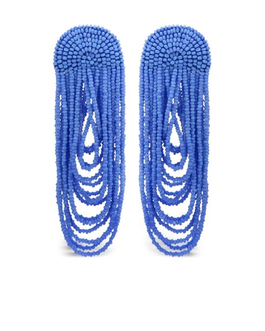 Oscar de la Renta Beaded Curtain ピアス Blue