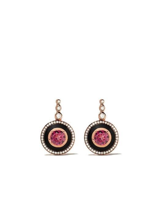 Selim Mouzannar White 18Kt Rose Diamond Rhodolite Mina Earrings