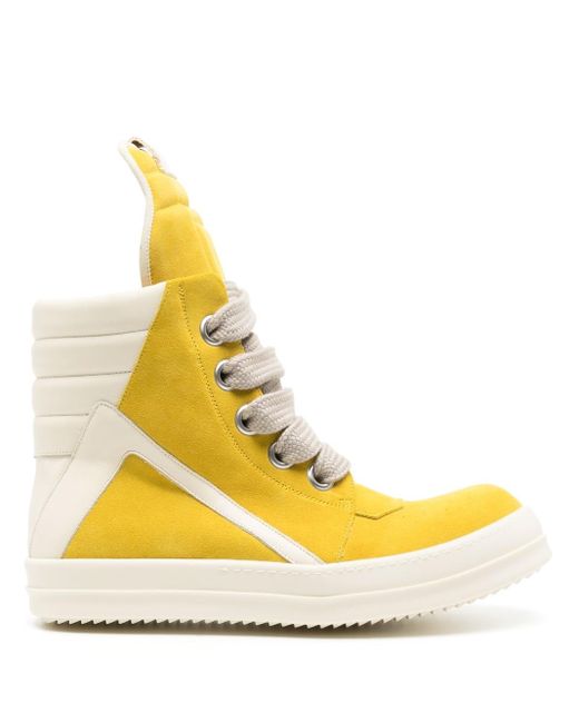 Rick Owens Geobasket Hitop Leather Sneakers in Yellow for Men Lyst