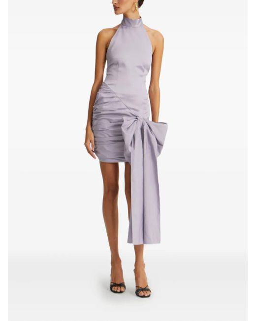 ROTATE BIRGER CHRISTENSEN Purple Halter-Neck Bow-Detail Dress