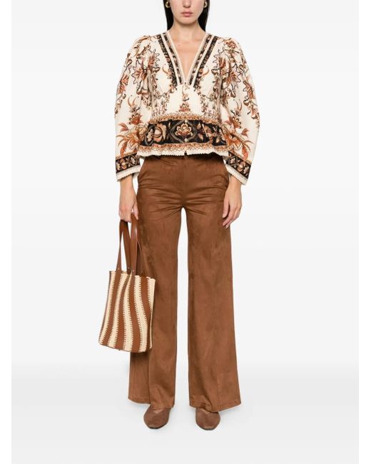 Farm Rio Natural Floral-Print Shirt