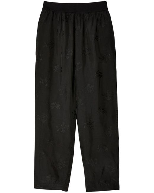 Uma Wang Black Palmer Floral-jacquard Trousers