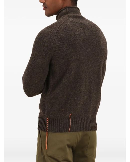 Fortela Brown Roll Neck Stitch Sweater for men