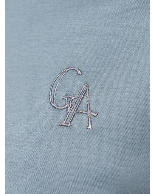 Giorgio Armani Blue Logo-Embroidered Cotton T-Shirt for men