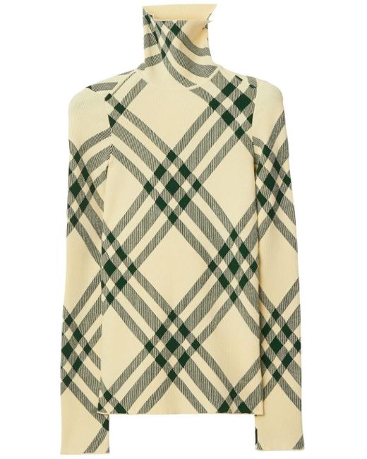 Burberry Natural Check Turtle-neck Sweater