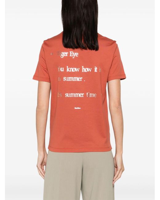 Max Mara T-shirt Met Tekst in het Orange