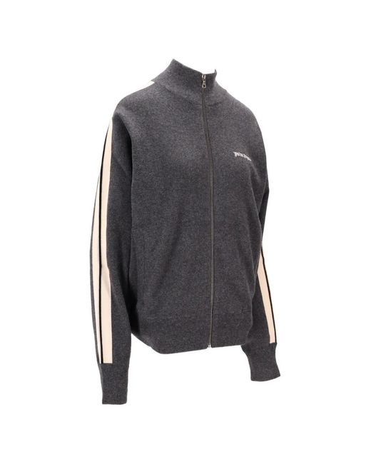 Palm Angels Gray Logo Stripe Track Jacket