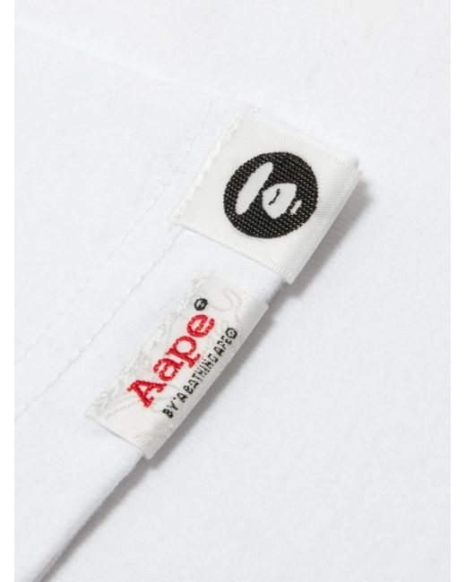 Aape By A Bathing Ape White Graphic-Print T-Shirt for men