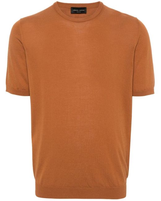 Roberto Collina Fijngebreid T-shirt in het Orange voor heren