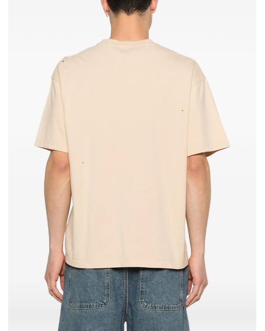 Carne Bollente White Cumel Graphic Distressed T-Shirt for men