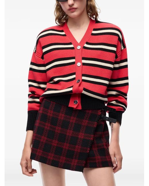 Pinko Red Striped Button-Up Cardigan
