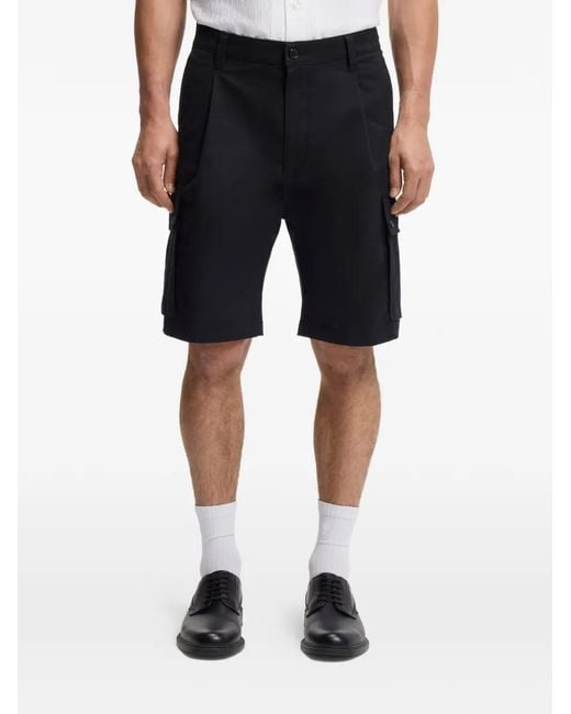 HUGO Black Pleated Cargo Shorts for men