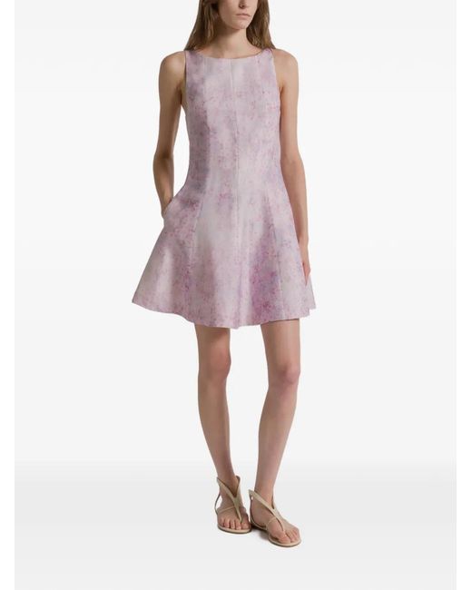 Alberta Ferretti Pink Floral Sleeveless Mini Dress