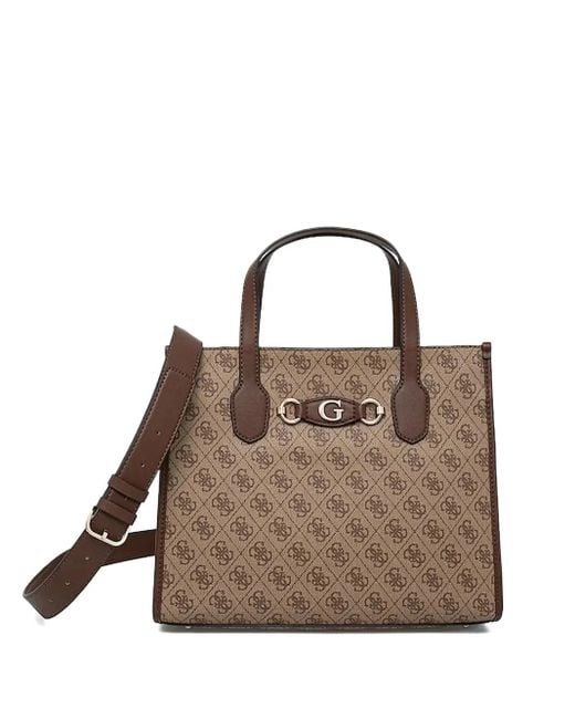 Borsa Tote Izzy Con Applicazione di Guess in Brown