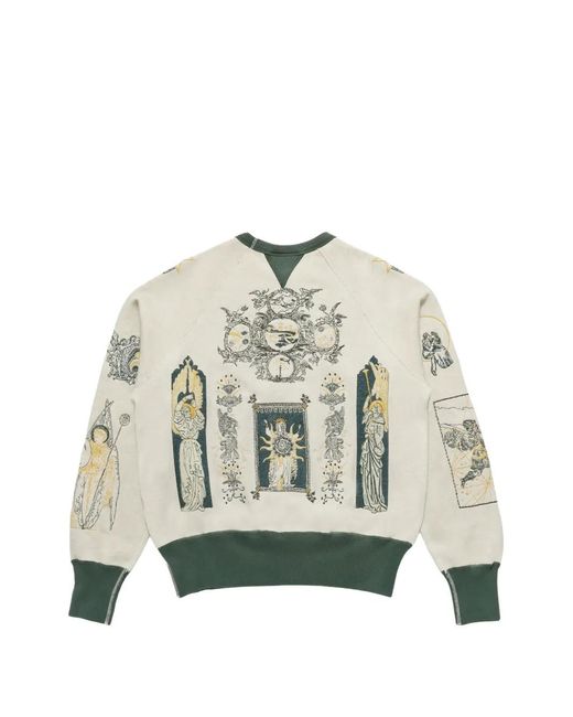 Samuel Zelig White La Luna Crewneck Sweaters for men